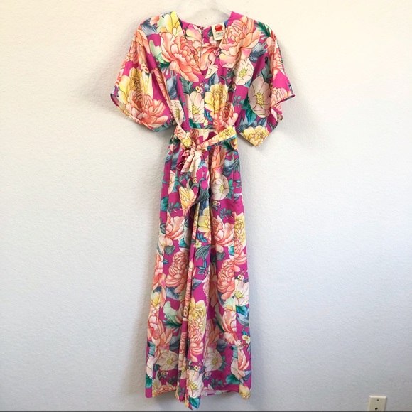 Farm Rio Eulalie Wide Leg Jumpsuit Floral Sz XS - Picture 3 of 6